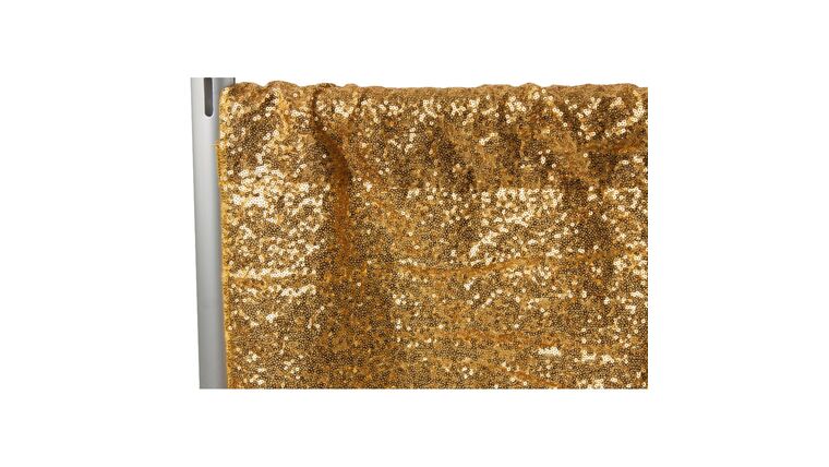 Glitz Sequin 8ft H x 52″ W Drape/Backdrop panel – Gold | Rental