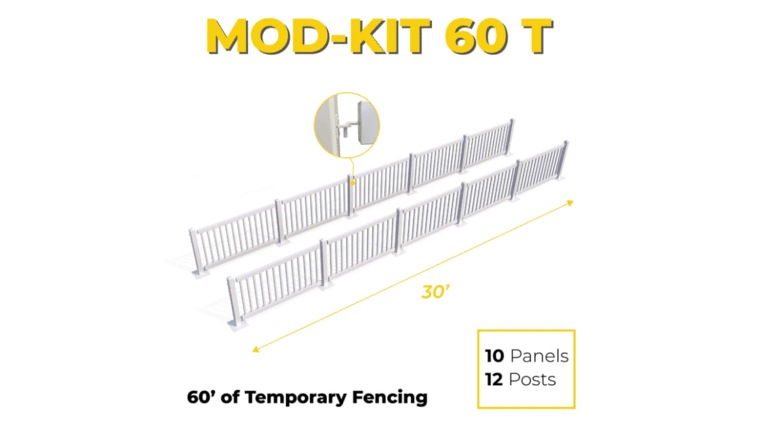 60ft Long | Mod-Traditional Temporary Fence Starter Kit | Rental