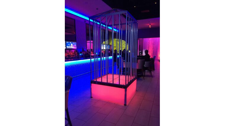 4′ x 4′ x 9’H LED Dance Cage Platform – Metal | Rental 4′ x 4′ x 9’H LED Dance Cage Platform – Metal | Rental
