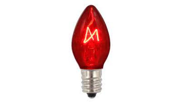 C7 – 5W – 120V – Transparent Red Incandescent Light Bulb | Rental