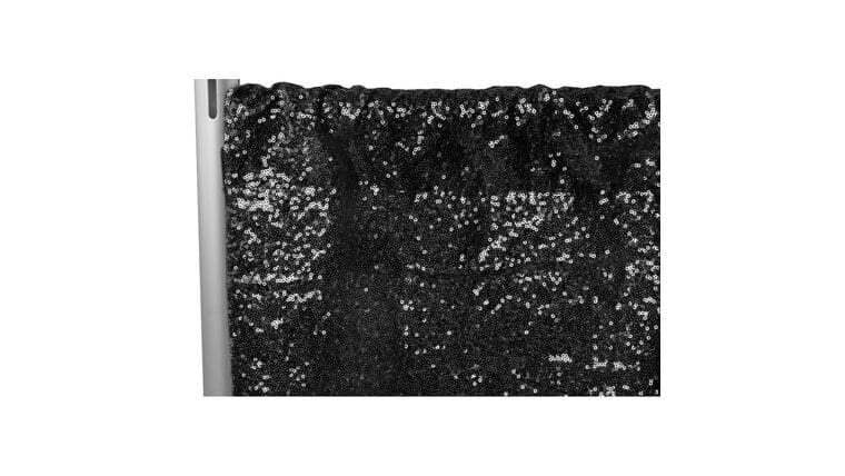 Glitz Sequin 8ft H x 52″ W Drape/Backdrop panel – Black | Rental