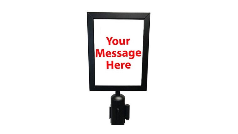 8″ x 11″ Black Retractable Metal Stanchion Vertical Sign Holder | Rental