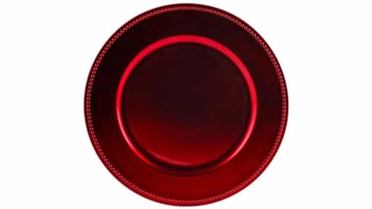 Beaded Acrylic Charger Plate – Red | Rental