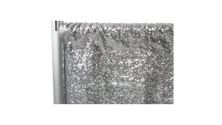 Glitz Sequin 8ft H x 52″ W Drape/Backdrop panel – Silver | Rental