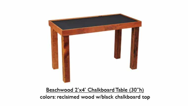 Farm Table | Beechwood Chalk Board | 2′ x 4′ x 30″h | Rental