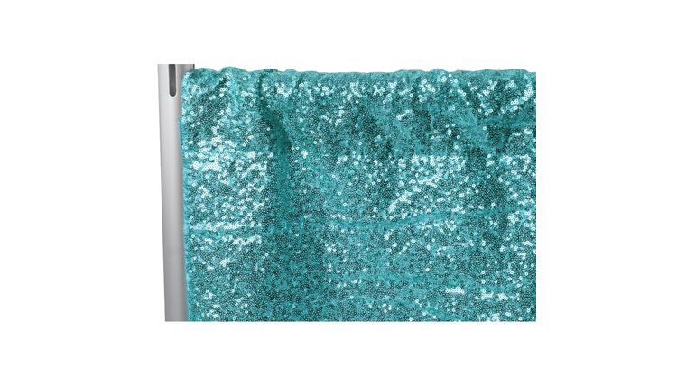 Glitz Sequin 8ft H x 52″ W Drape/Backdrop panel – Turquoise | Rental