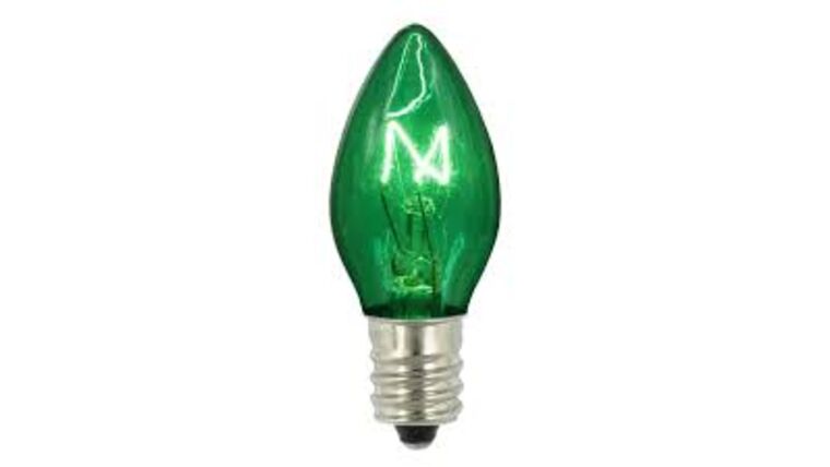 Light Bulb – C7 – 5W – 120V – Transparent Green Incandescent | Rental