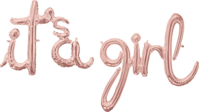 56″ x 30″ It’s A Girl Rose Gold Air-Fill Script Phrase Anagram Balloon | Purchase 56″ x 30″ It’s A Girl Rose Gold Air-Fill Script Phrase Anagram Balloon | Purchase