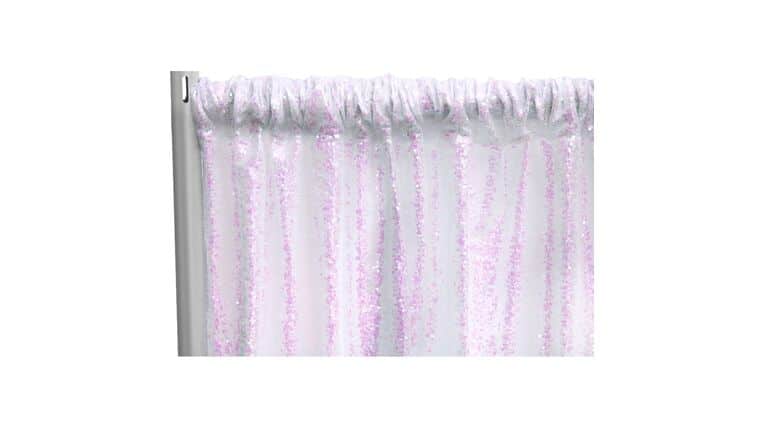 Glitz Sequin 8ft H x 52″ W Drape/Backdrop panel – Iridescent White | Rental