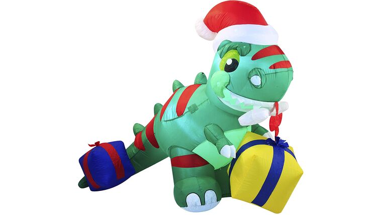 Christmas Inflatable Decoration 6ft Dinosaur Inflatable with Build-in LEDs Blow Up Inflatables for Xmas Party Indoor, Outdoor, Yard, Garden, Lawn, Winter Decor | Rental