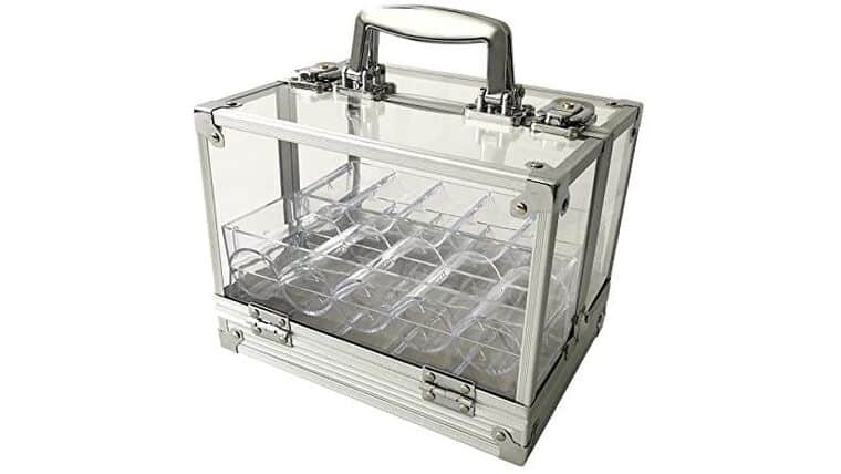 Part  – 600 Chip Clear Acrylic Poker Chip Locking Carrier-Includes 6 Chip Racks | Rental