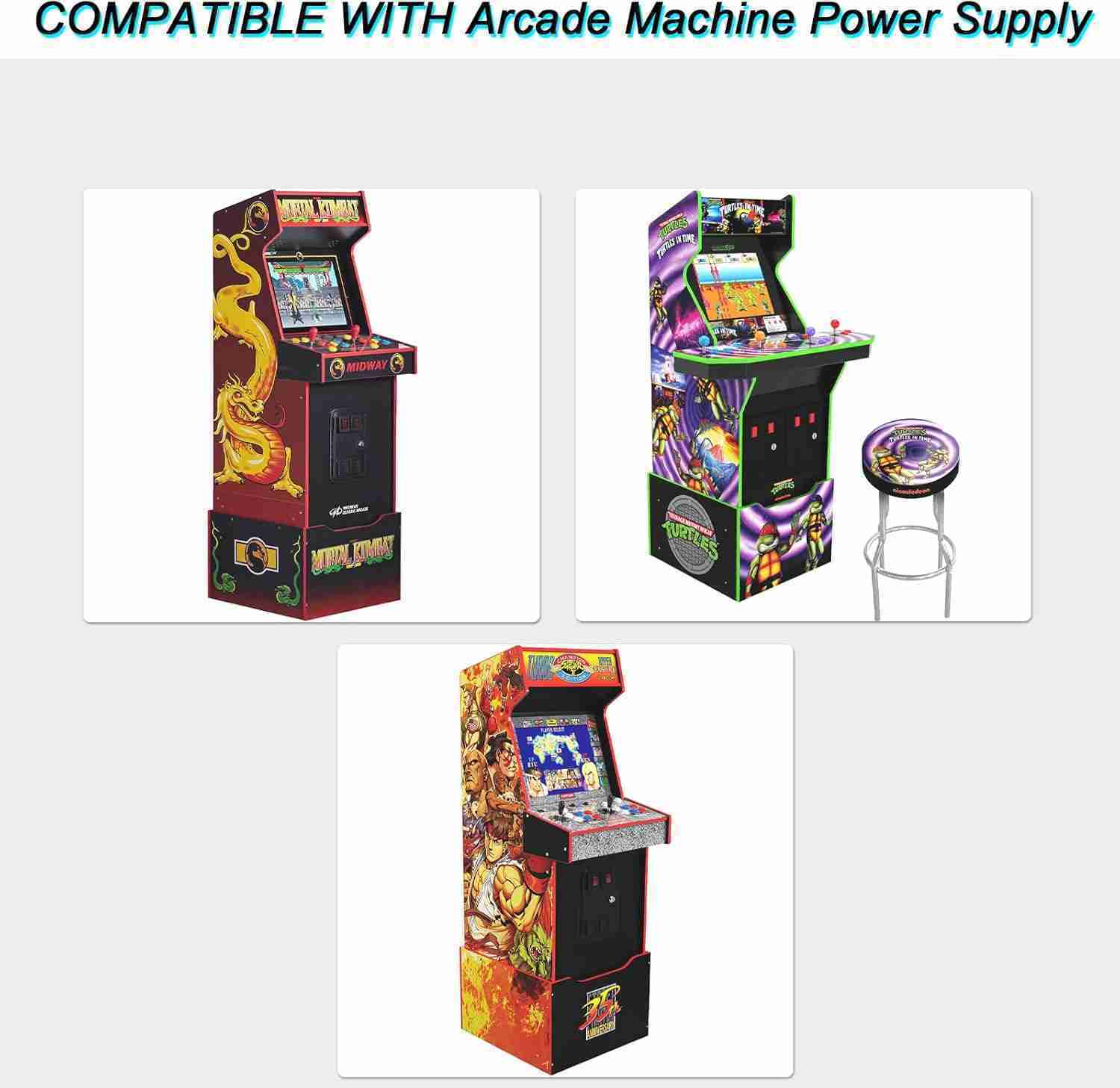 12V Power Cord for Arcade1up Game Machine Arcade 1up All Riser Cocktail Table Supply Adapter Charger : Electronics | Rental