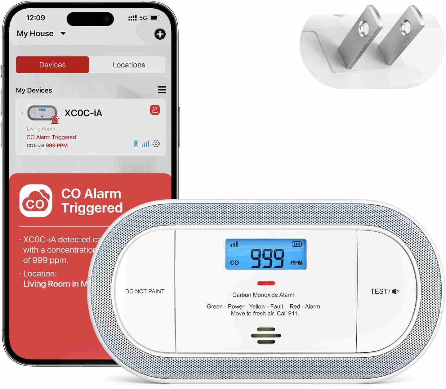 X-Sense Wi-Fi Plug-in Carbon Monoxide Detector with AAA Battery Backup | Rental X-Sense Wi-Fi Plug-in Carbon Monoxide Detector with AAA Battery Backup | Rental