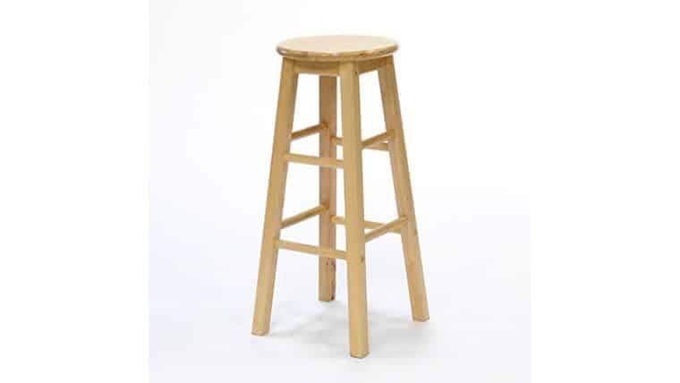 24″ Natural Wood Square Leg Barstool | Rental
