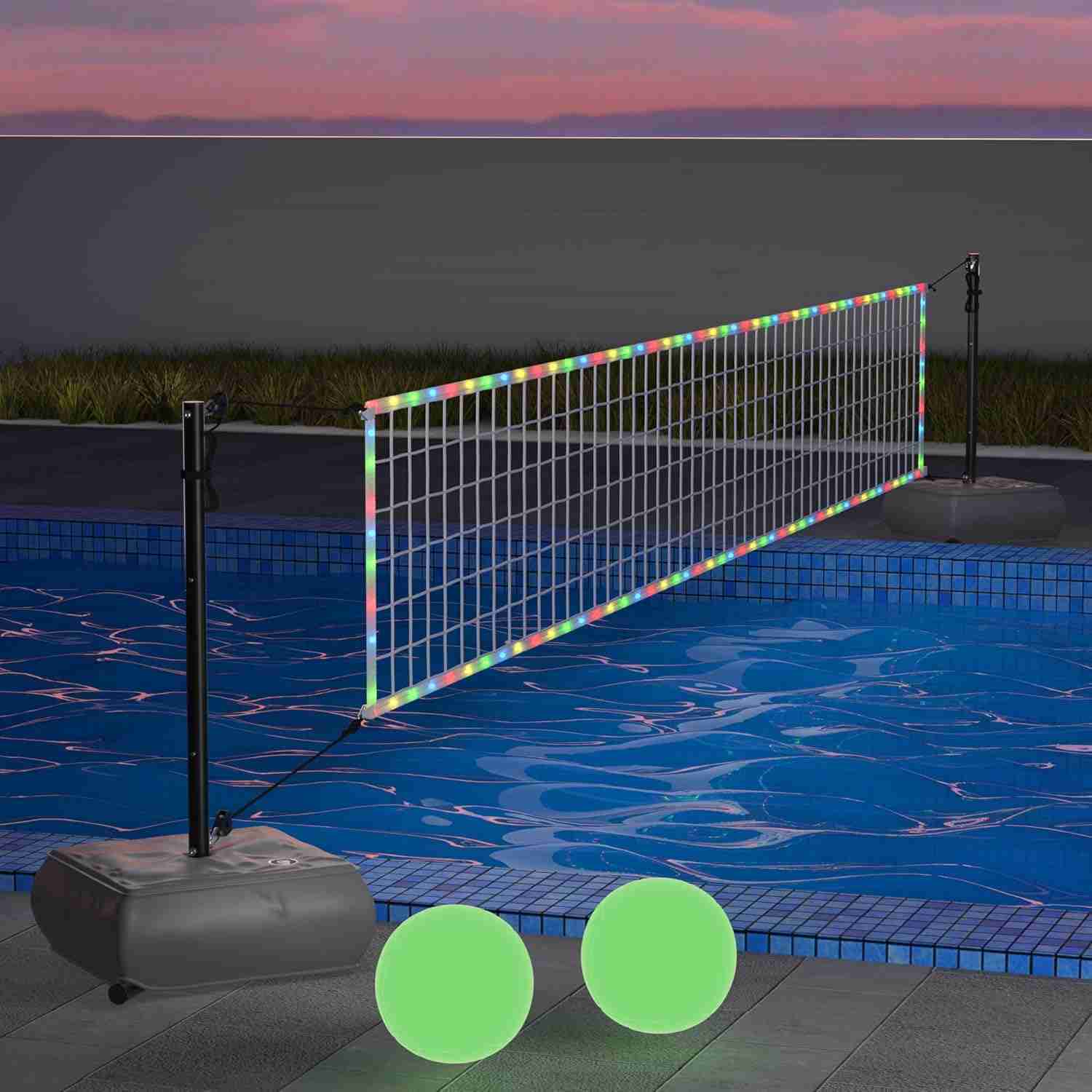 Cofiyard Pool Volleyball Net with Lights, Portable Volleyball Set for Outdoor Pools, Adjustable Length 15-41 Feet, Suitable for Multiple Inground Pools with 2 Glowing Volleyballs and Weighted Bases : Toys & Games | Rental Cofiyard Pool Volleyball Net with Lights, Portable Volleyball Set for Outdoor Pools, Adjustable Length 15-41 Feet, Suitable for Multiple Inground Pools with 2 Glowing Volleyballs and Weighted Bases : Toys & Games | Rental