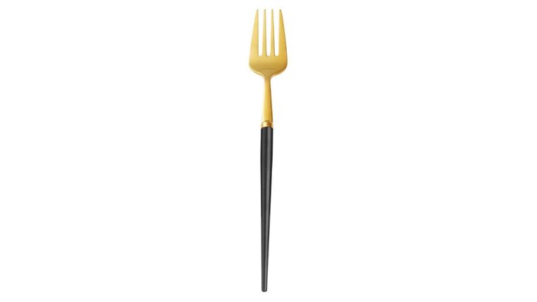 Modern Gold & Black Mirrored Salad Fork | Rental