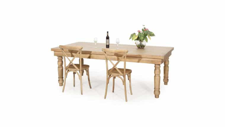 Farm Table | 4’ x 8’ | Tinted Raw Wood | Rental