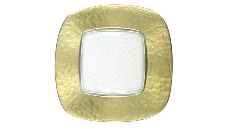 Gold Square Charger Plate with Clear Center | Rental