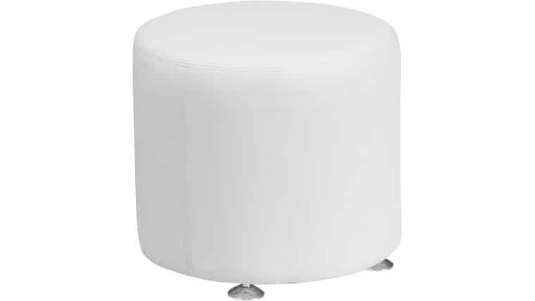 Alon White 18” Round Ottoman | Rental