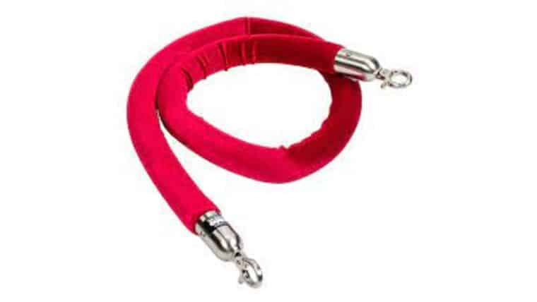 5′ x 1.5” Red Velour Stanchion Rope w/Chrome Snap Clasp | Rental