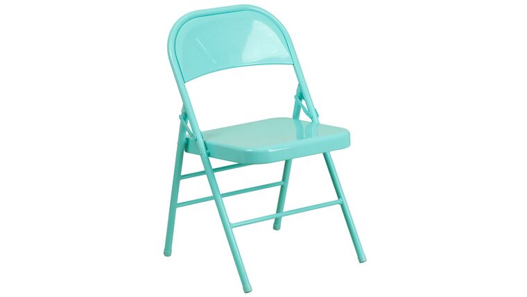 Metal Folding Chair – Tantalizing Teal | Rental