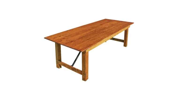 Farm Table | 8′ x 40” | Straight Leg | Light Natural | Rental