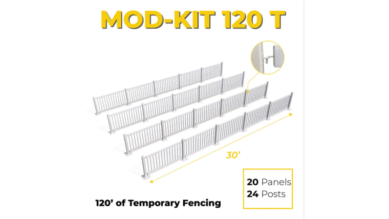 120ft Long | Mod-Traditional Temporary Fence Starter Kit | Rental