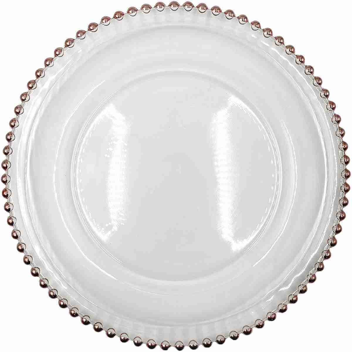 Beaded – Glass Charger Plate in Rose Gold (Item # 0239) | Rental Beaded – Glass Charger Plate in Rose Gold (Item # 0239) | Rental