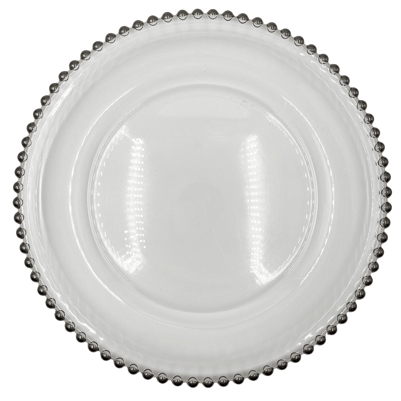 Beaded – Glass Charger Plate in Silver (Item # 0239) | Rental Beaded – Glass Charger Plate in Silver (Item # 0239) | Rental