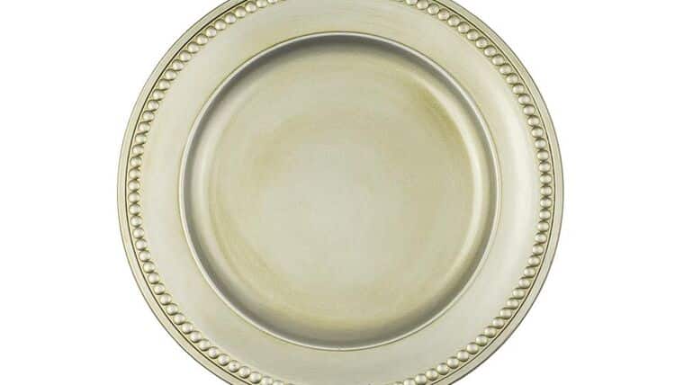 Charger Plate | Acrylic Beaded | Antique Champagne | Rental