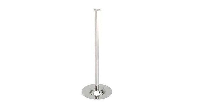 38″ Chrome Finish Metal Stanchion Post with Chrome Flat Top Rope Hook Kit | Rental
