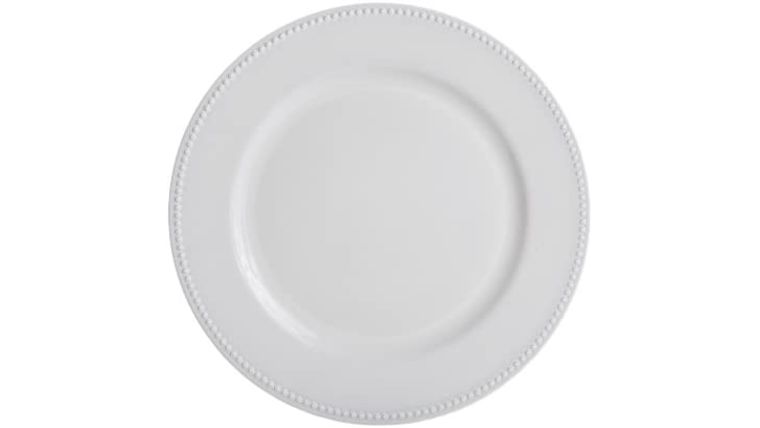 Beaded Acrylic Charger Plate – White | Rental