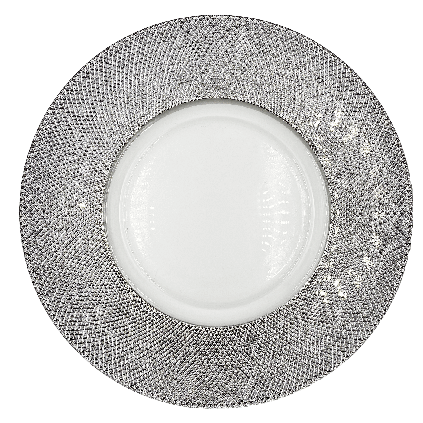 Dotted – Glass Charger Plate in Silver (Item # 0027) | Rental Dotted – Glass Charger Plate in Silver (Item # 0027) | Rental