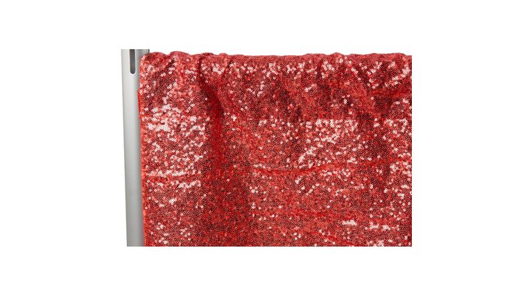 Glitz Sequin 8ft H x 52″ W Drape/Backdrop panel – Red | Rental