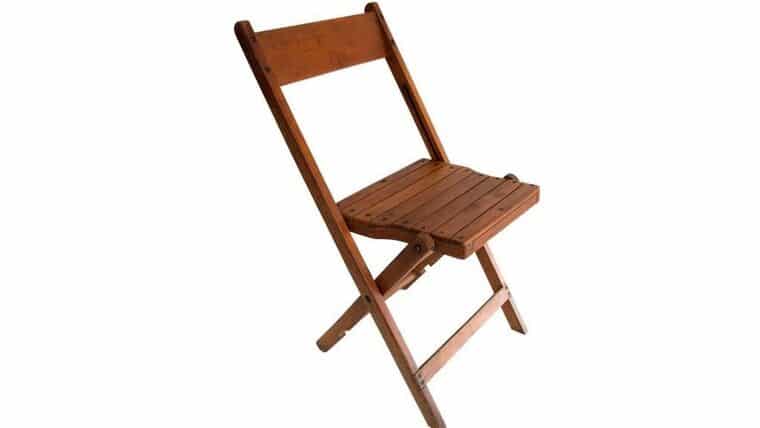French Wood Folding Chair – Solid Oak Slatted | Rental