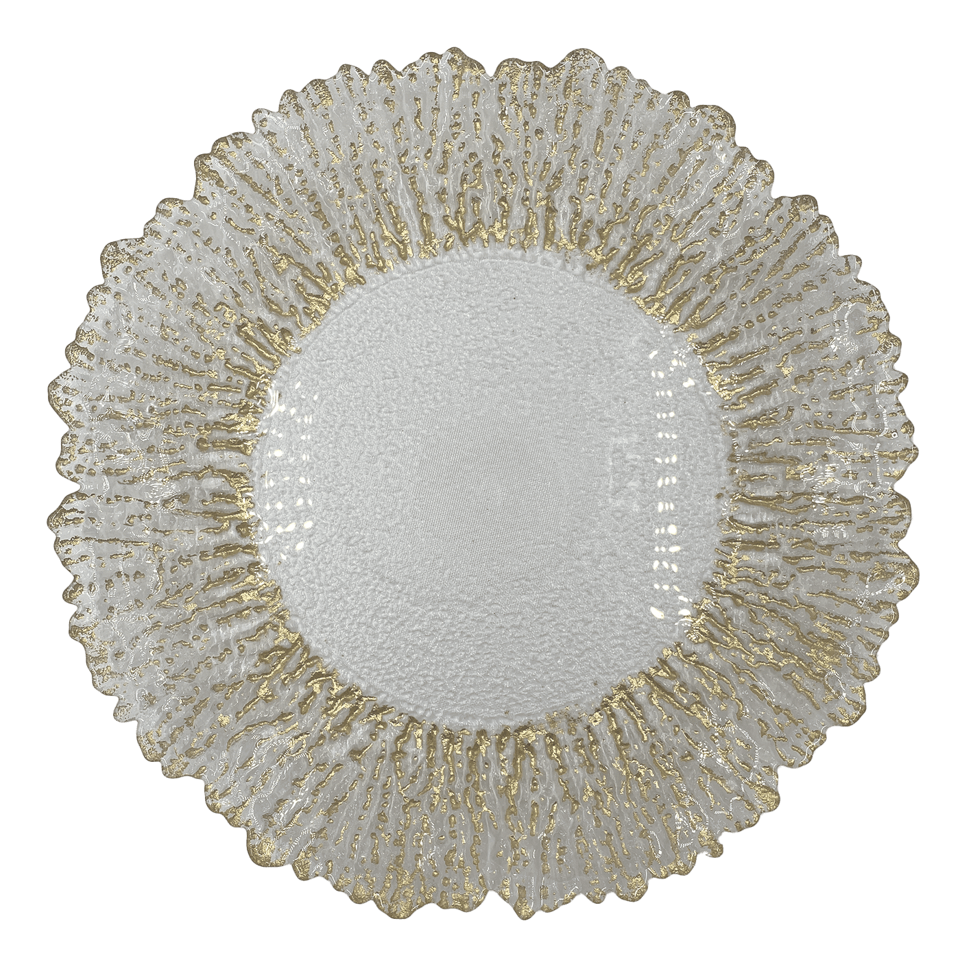 Floral – Glass Charger Plate in Gold (Item # 0238) | Rental Floral – Glass Charger Plate in Gold (Item # 0238) | Rental