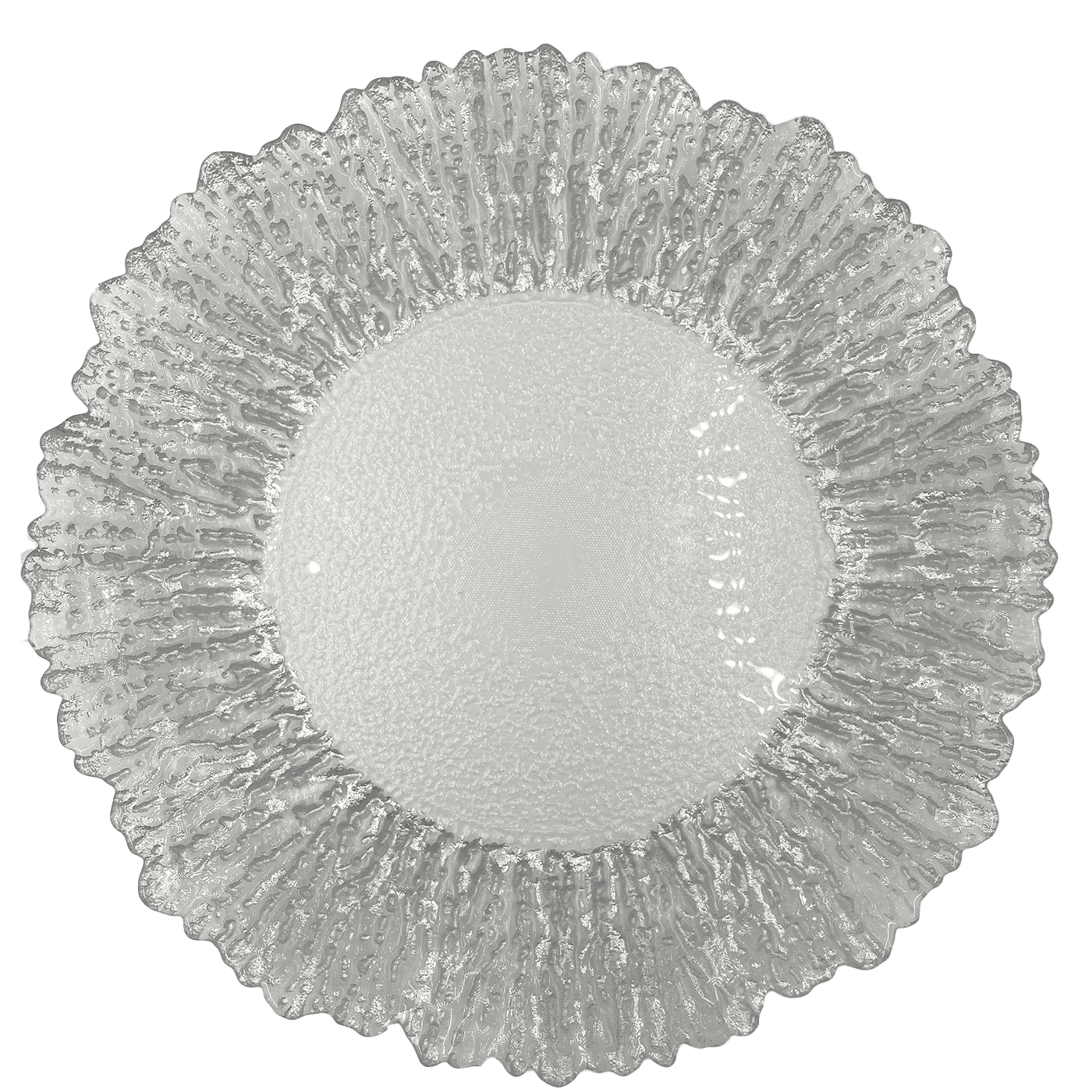 Floral – Glass Charger Plate in Silver (Item # 0238) | Rental Floral – Glass Charger Plate in Silver (Item # 0238) | Rental