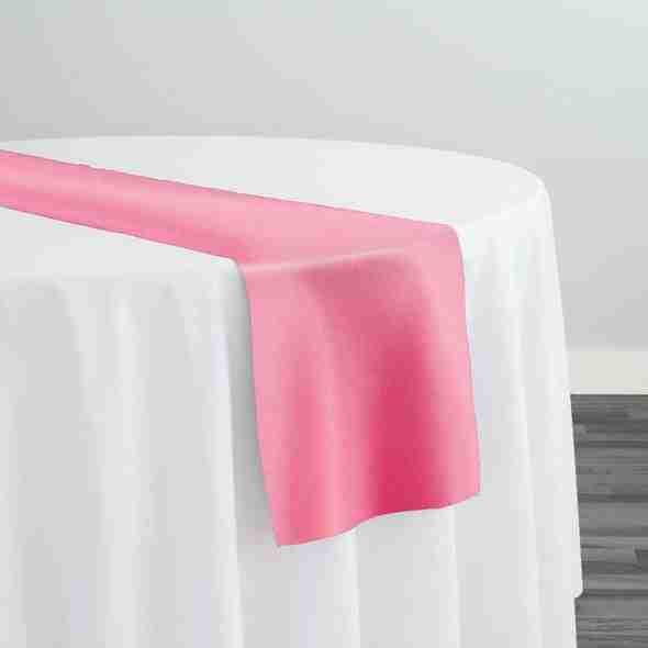 Lamour (Dull) Satin Table Runner in Bubble Gum 1688 | Rental Lamour (Dull) Satin Table Runner in Bubble Gum 1688 | Rental