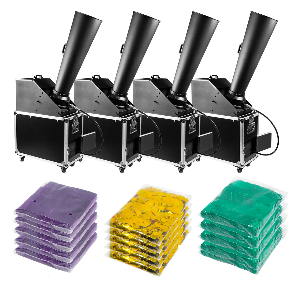 Mardi Gras DMX Continuous Flow 6″ Gerb Confetti Cannon Package (4 Pack) | Rental Mardi Gras DMX Continuous Flow 6″ Gerb Confetti Cannon Package (4 Pack) | Rental
