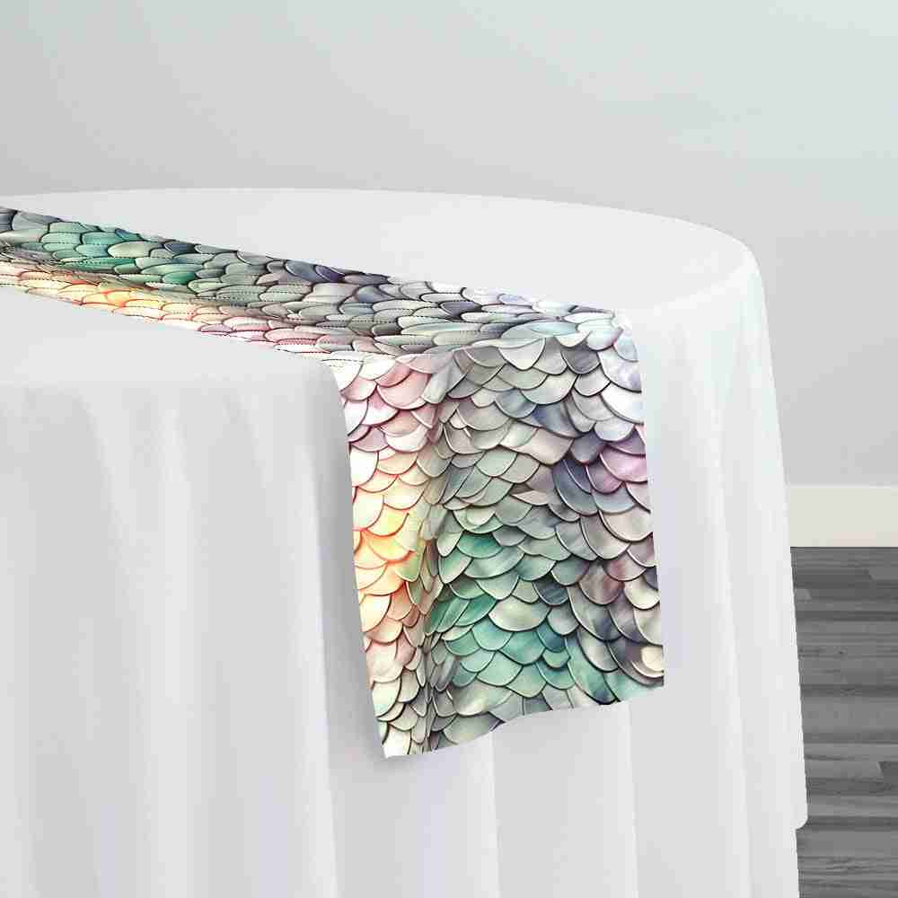 Mermaid (Poly Print) Table Runner in Pearl | Rental Mermaid (Poly Print) Table Runner in Pearl | Rental
