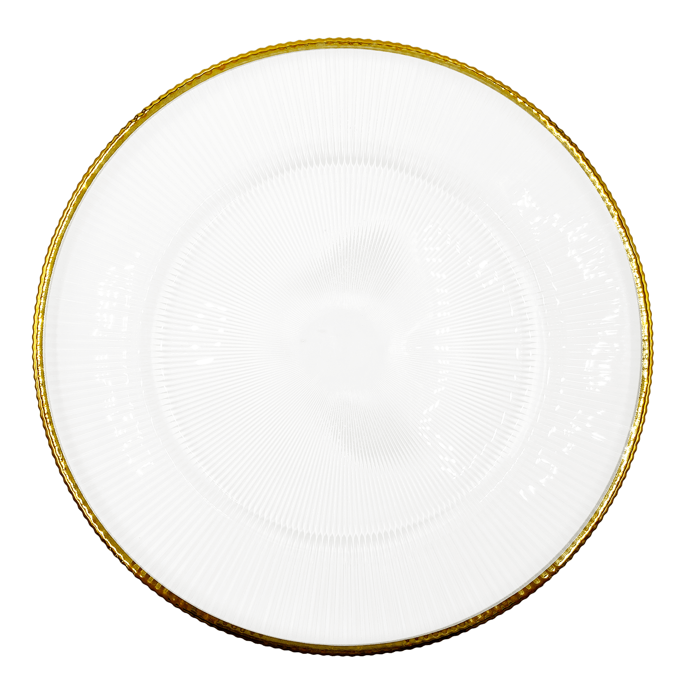 Ribbed Halo – Glass Charger Plate in Gold (Item # 0240) | Rental