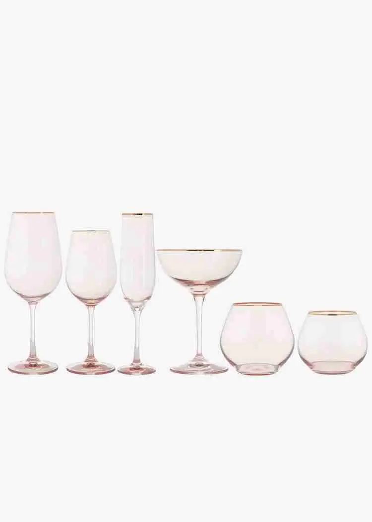Bella Gold Rimmed | Blush – Stemless Wine — Casa de Perrin | Rental Bella Gold Rimmed | Blush – Stemless Wine — Casa de Perrin | Rental