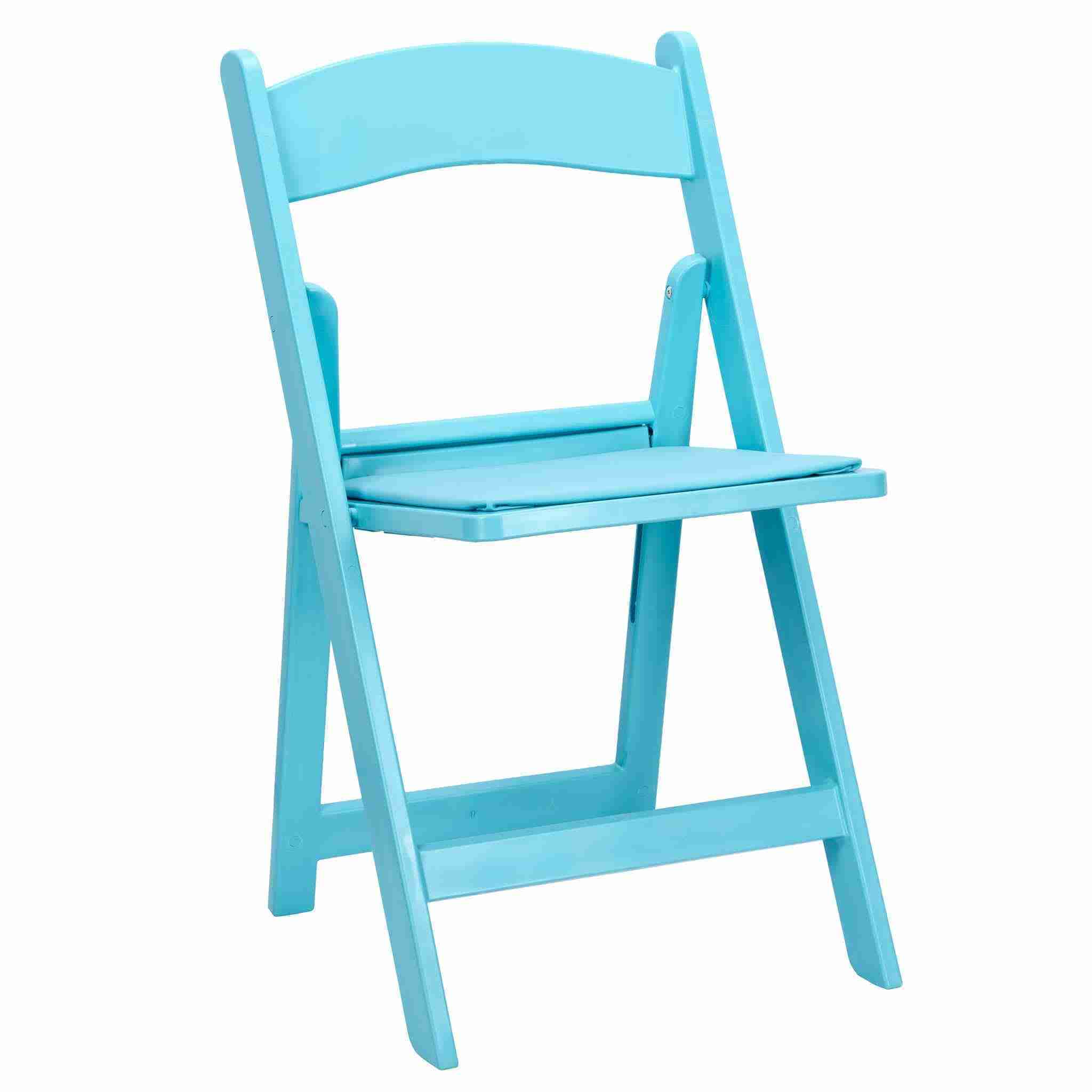 Turquoise Blue with Matching Seat Resin Steel Skeleton Folding Chair (Per Chair Price Shown – Sold only in Quantities of 4) | Rental
