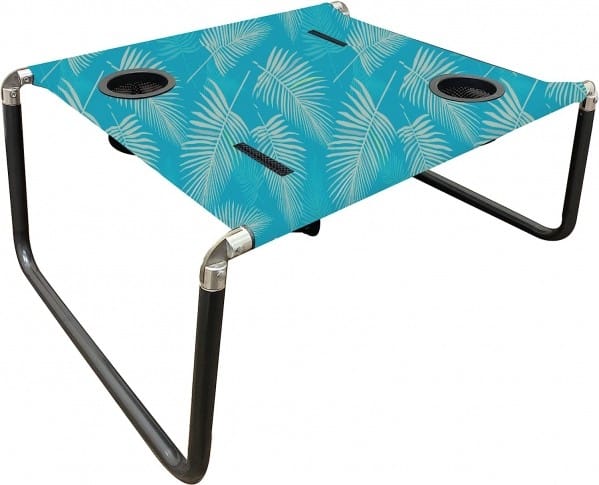 Neso Portable Beach Table with Cup Holders, Cell Phone Pockets, Lightweight for Picnics and Parks (Aqua Fronds) | Rental Neso Portable Beach Table with Cup Holders, Cell Phone Pockets, Lightweight for Picnics and Parks (Aqua Fronds) | Rental