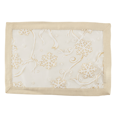 XJ366 Printed Snowflake And Ribbon Placemat | Rental XJ366 Printed Snowflake And Ribbon Placemat | Rental