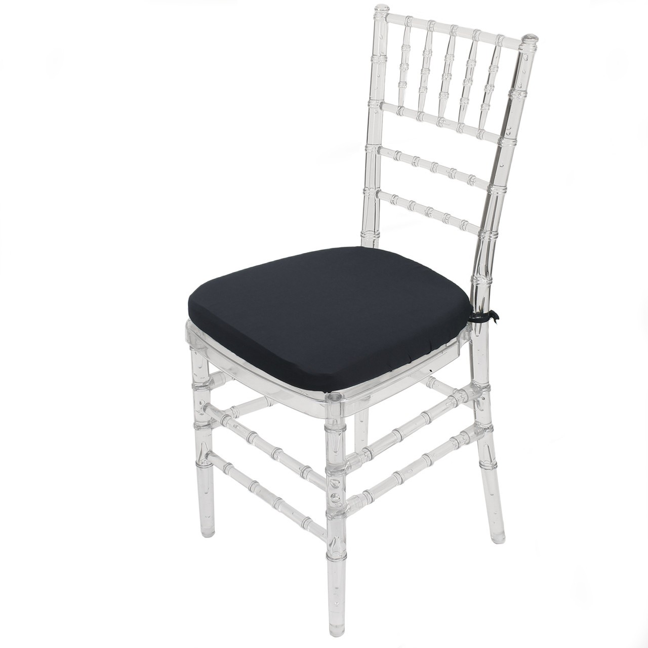 10 Pack Stretch Spandex Chiavari Pad Cover with Ties Black | Rental