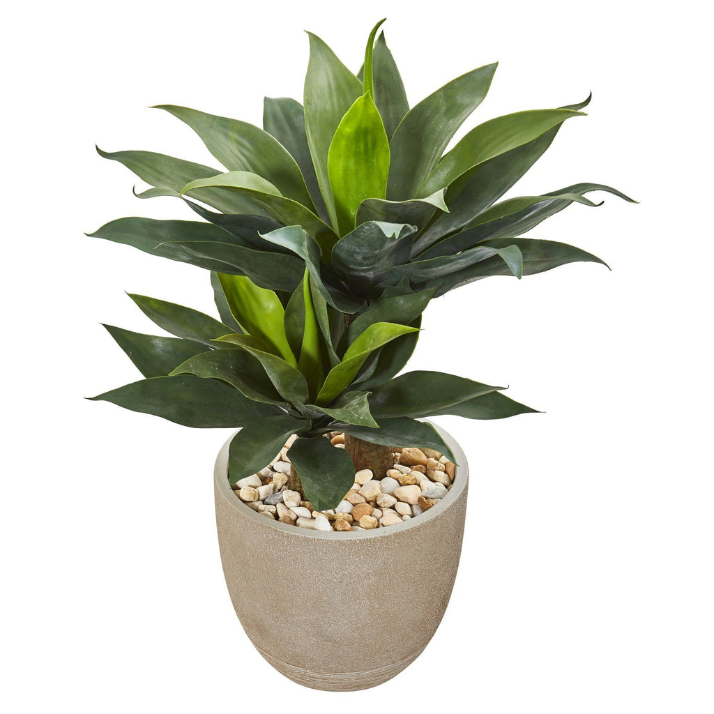 34” Double Agave Succulent Artificial Plant in Sand Stone Planter | Rental 34” Double Agave Succulent Artificial Plant in Sand Stone Planter | Rental