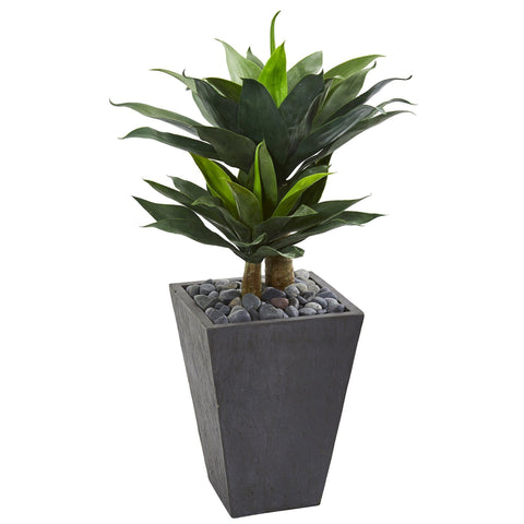 37” Double Agave Succulent Artificial Plant in Slate Planter | Rental 37” Double Agave Succulent Artificial Plant in Slate Planter | Rental