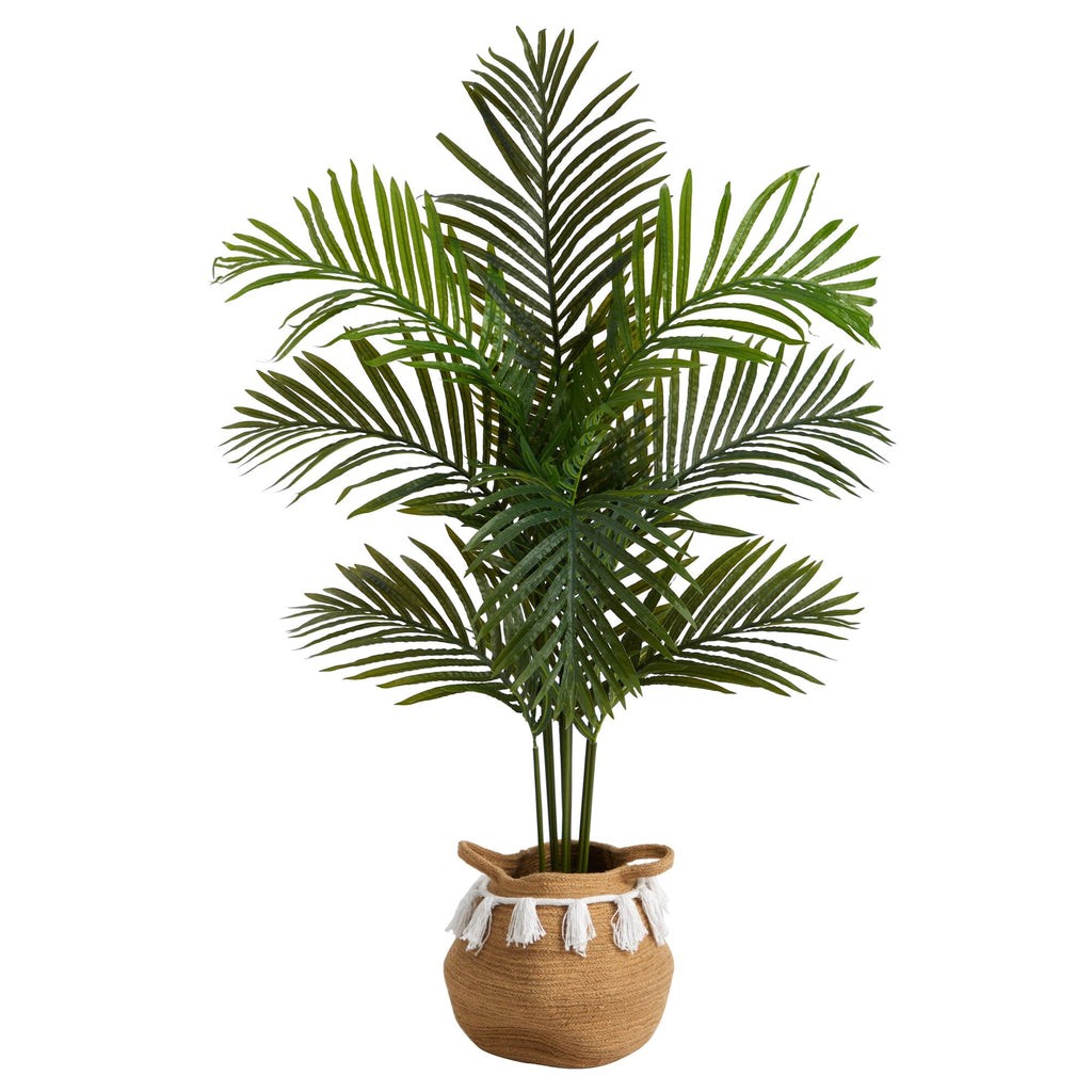 4’ Artificial Paradise Palm Tree with Handmade Jute & Cotton Basket with Tassels | Rental