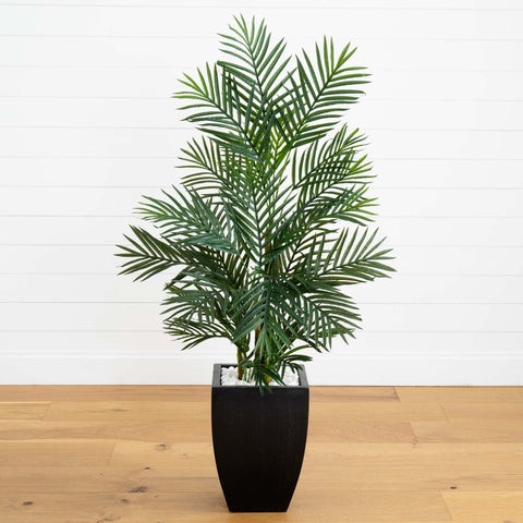 4.5’ Areca Palm Tree with Black Wash Planter UV Resistant (Indoor/Outdoor) | Rental